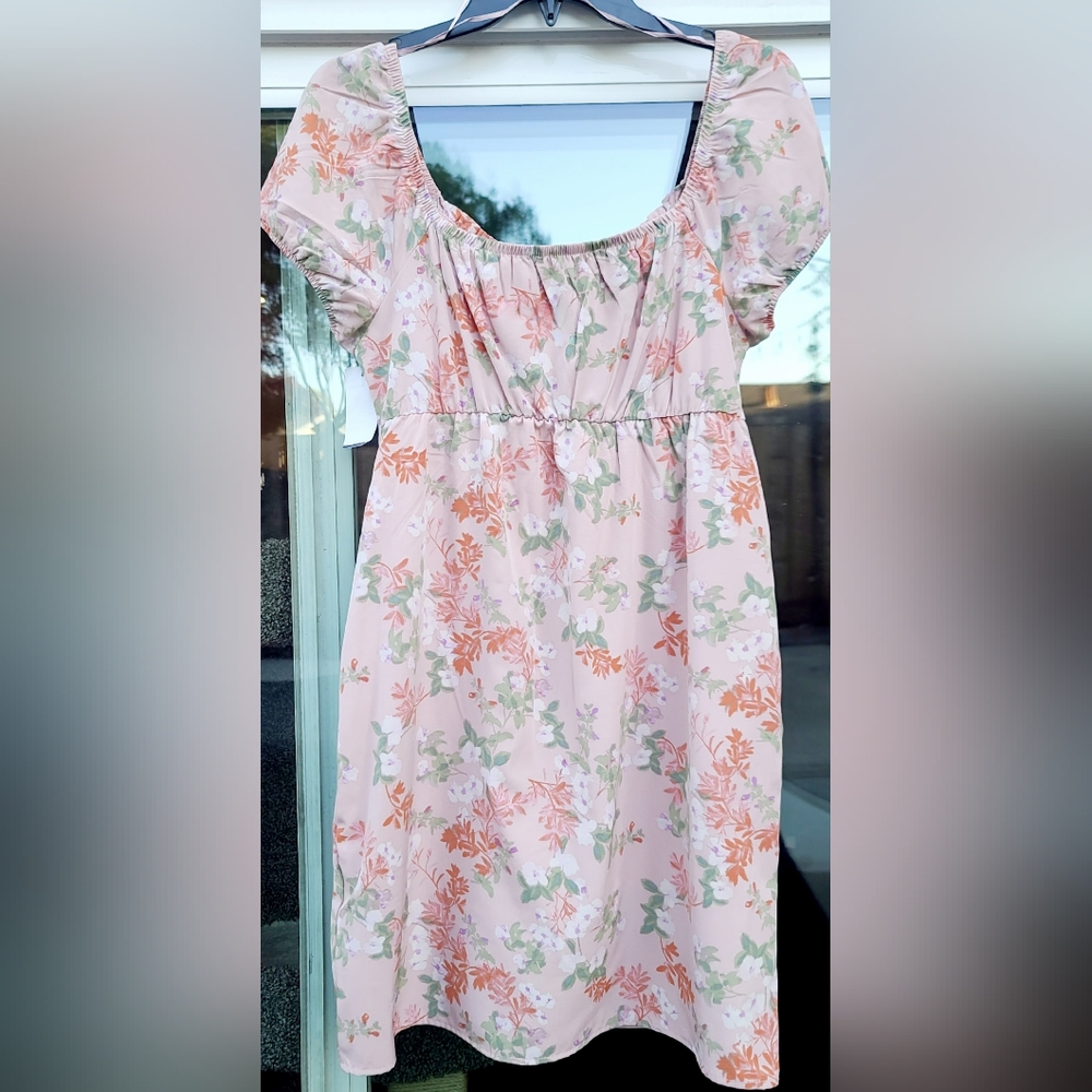Pink Republic Floral Peasant Mini Dress β Size Large - Picture 12 of 17